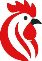 simple red chicken head logo vector