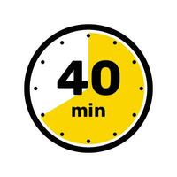 40 minutos término análogo reloj icono blanco antecedentes diseño. vector