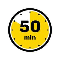 50 minutos término análogo reloj icono blanco antecedentes diseño. vector