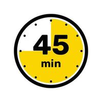 45 minutos término análogo reloj icono blanco antecedentes diseño. vector