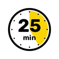 25 minutos término análogo reloj icono blanco antecedentes diseño. vector