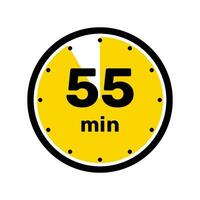 55 Minutes Analog Clock Icon white background design. vector