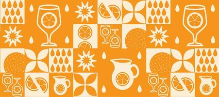 Geometric vector pattern in Scandinavian style. Orange juice. Graphic design background illustration.