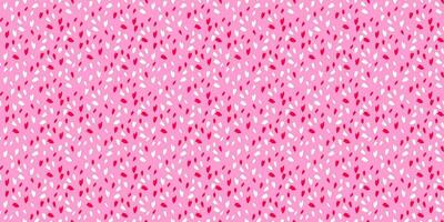 Trendy vibrant seamless pattern with polka dot, random dots, spots, drops on a pink background. Vector hand drawn sketch shape. Simple creative texture tiny, snowflakes, circles, leaflets printing.