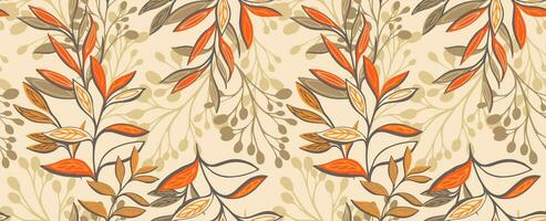 Creative tropical botanical seamless pattern. Abstract colorful shape leaves branches background. Stylized floral leaf printing. Vector hand drawn sketch. Design for fashion, fabric and textiles.