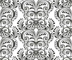 negro y blanco damasco sin costura modelo. antecedentes textura con duende. vector mano dibujado tapiz. modelo para diseño ornamento tela, textil, moda, fondo de pantalla, superficie diseño