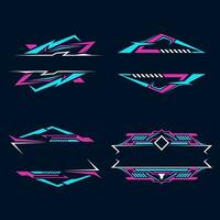 Collection of modern gaming borders. Racing style badge. Futuristic blank badge logo vector