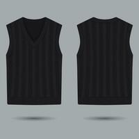 Black knit vest mockup front and back view vector