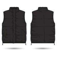 Black vest template front and back view vector