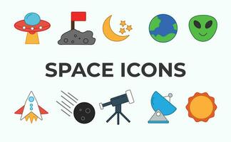 espacio y astronomía íconos vector