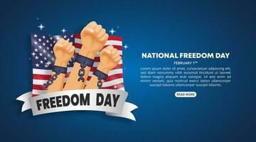 National Freedom Day background with freedom hands and flag vector