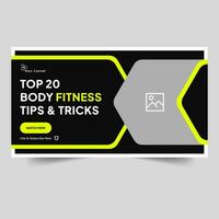 Daily fitness lifestyle training tips and tricks thumbnail banner design, exercise techniques video thumbnail banner, fully editable vector eps 10 file format