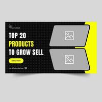 Trendy products sell techniques video thumbnail banner design, products review video cover banner design, fully customizable vector eps 10 file format