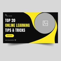 Learning everyday tips and tricks video thumbnail banner design, online education techniques video cover banner design, editable vector eps 10 file format