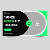 Trendy business idea tips and tricks video thumbnail banner design, business grow concept video cover banner design, fully editable vector eps 10 file format