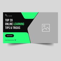 Fully customizable vector video tutorial thumbnail design for learning tips and tricks, education everyday techniques video cover template, editable vector eps 10 file format