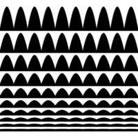 A collection of wavy zigzag horizontal wiggly lines, seamless borders, and smooth and angular graphic design elements set on a white background. vector