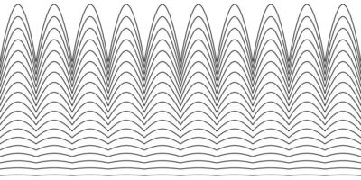 un colección de ondulado zigzag horizontal ondulante líneas, sin costura fronteras, y suave y angular gráfico diseño elementos conjunto en un blanco antecedentes. vector