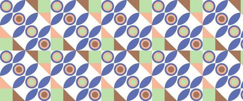 Geometric pattern vector background with Scandinavian abstract color or Swiss geometry prints of rectangles, squares and circles shape design