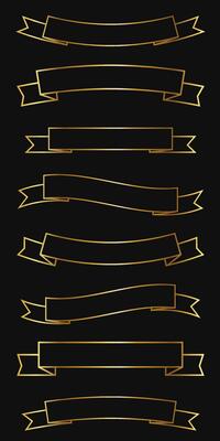 Metal frames, user interface elements without decorative elements. Gold Metal Ribbon Frames, Medieval Style Game Name Frames. Vector collection