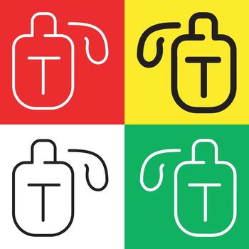 Flask Vector Icon, Outline style icon, from Adventure icons collection, isolated on Red, Yellow, White and Green Background.