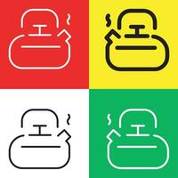 Kettle Vector Icon, Outline style icon, from Adventure icons collection, isolated on Red, Yellow, White and Green Background.