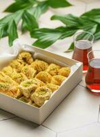 Assortment of Turkish baklava dessert photo