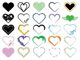 Set of decorative hand-drawn Valentine's Day heart bundle vector