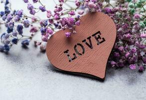 Heart and bouquet of beautiful  gypsophila photo