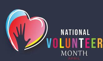 National Volunteer Month. background, banner, card, poster, template. Vector illustration.