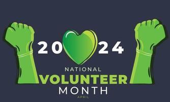 National Volunteer Month. background, banner, card, poster, template. Vector illustration.