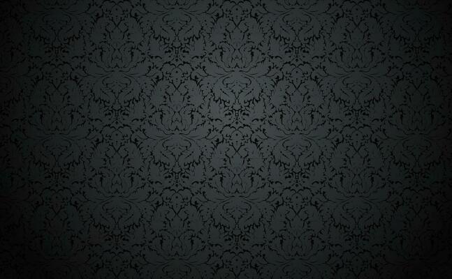 Vector dark damask wallpaper design. Vintage wallpaper pattern with gray floral elements on black. . Elegant luxury texture with pale  subtle tones.