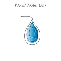 World Water Day continuous single line art drawing and one line water drop outline vector art illustration