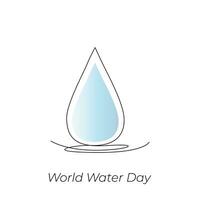 World Water Day continuous single line art drawing and one line water drop outline vector art illustration