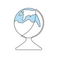 Continuous one-line earth globe vector art drawing and outline Earth Day single-line illustration