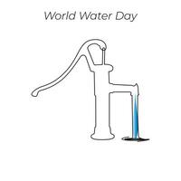 World Water Day continuous single line art drawing and one line water drop outline vector art illustration