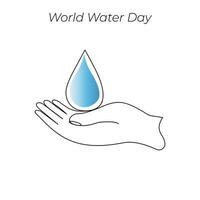 World Water Day continuous single line art drawing and one line water drop outline vector art illustration