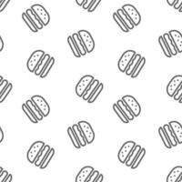 Fast food icon. Linear outline symbol. Simple sign burger isolated illustration on white background. Seamless pattern hamburger. For flyer, banner, invitation, card, web, background. vector