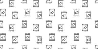Seamless pattern pack chips icon. Simple sign cracker. Line style for background, menu, banner, invitation, your design. Groceries. vector
