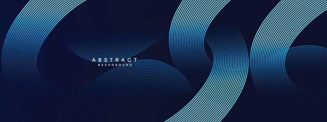 Abstract Dark Blue Waving circles lines Technology Background. Modern gradient with glowing lines shiny geometric shapes and diagonal, for brochures, covers, posters, banners, websites, header