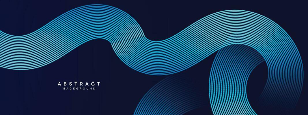 Abstract Dark Blue Waving circles lines Technology Background. Modern gradient with glowing lines shiny geometric shapes and diagonal, for brochures, covers, posters, banners, websites, header