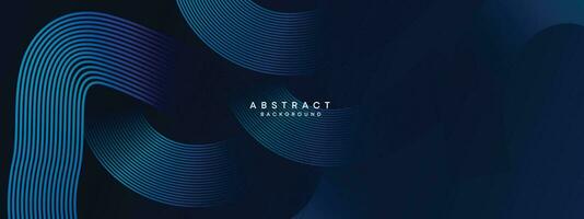 Abstract Dark Blue Waving circles lines Technology Background. Modern gradient with glowing lines shiny geometric shapes and diagonal, for brochures, covers, posters, banners, websites, header vector