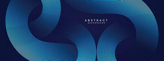 Abstract Dark Blue Waving circles lines Technology Background. Modern gradient with glowing lines shiny geometric shapes and diagonal, for brochures, covers, posters, banners, websites, header vector