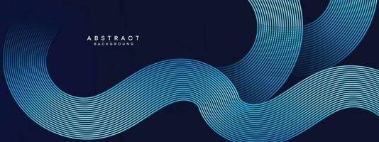 Abstract Dark Blue Waving circles lines Technology Background. Modern gradient with glowing lines shiny geometric shapes and diagonal, for brochures, covers, posters, banners, websites, header vector