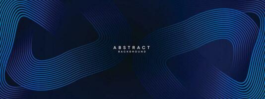 Abstract Dark Blue Waving circles lines Technology Background. Modern gradient with glowing lines shiny geometric shapes and diagonal, for brochures, covers, posters, banners, websites, header vector