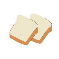 Sliced white bread, toast bread, roasted crouton vector illustration isolated on a white background. Bakery product in flat style.