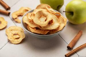 Dried apple chips photo