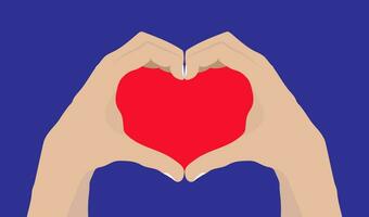 Hands fold the shape of a heart. Finger gesture. flat sign. Element for design. Vector illustration