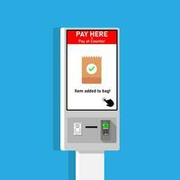 Pay here at self ordering kiosk illustration vector