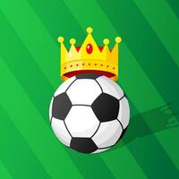 Gold crown on a soccer ball on soccer field illustration vector